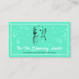 Tarjeta De Visita Clase Estilo Elegante Verde Neón Perro Mascota Gol