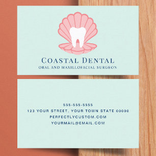 Tarjeta De Visita Clase mínima Logotipo de dentista de concha de mar