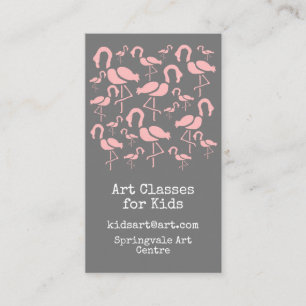 Tarjeta De Visita Clases de arte para niños negocios flamingo lindo