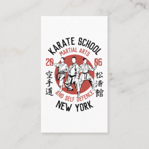 Tarjeta De Visita Clases de artes marciales de ilustracion de color 