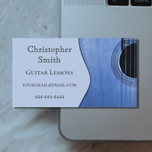 Tarjeta De Visita Clases de guitarra de instrumentos musicales azul
