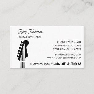 Tarjeta De Visita Clases de Guitarra Eléctrica Músico Profesor de Mú
