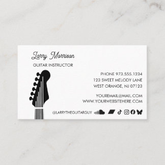 Tarjeta De Visita Clases de Guitarra Eléctrica Músico Profesor de Mú