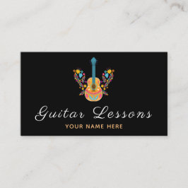 Tarjeta De Visita Clases de guitarra floral Clases de música minimal