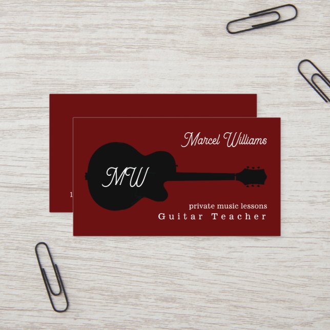 Tarjeta De Visita Clases de música de guitarra privada (Anverso/Reverso In Situ)