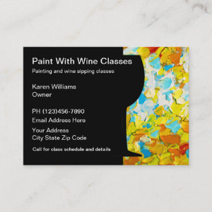 Tarjeta De Visita Clases de pintura y degustación de vino