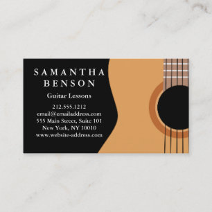 Tarjeta De Visita Clases elegantes de guitarra del negro blanco musi