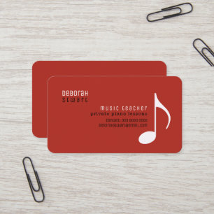 Tarjeta De Visita Clases Particulares Profesor de Música rojo ladril