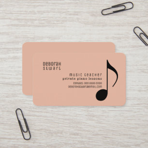 Tarjeta De Visita Clases particulares profesora de música boho rosa