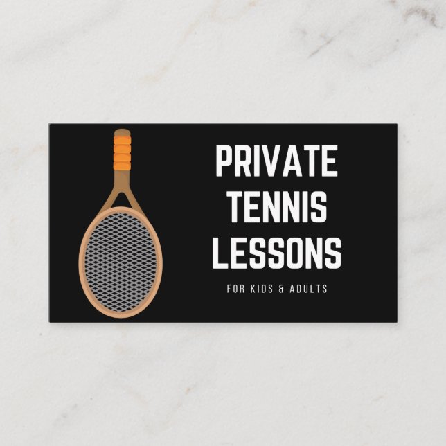 Tarjeta De Visita Clases privadas de tenis Elegante entrenador depor (Anverso)