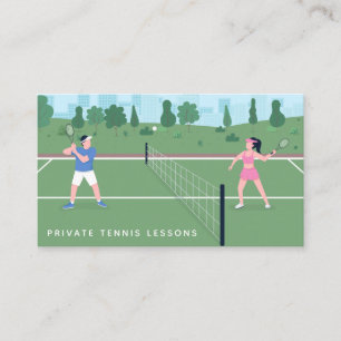 Tarjeta De Visita Clases privadas de tenis Ilustracion de pista mode
