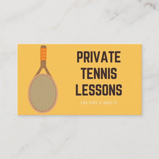 Tarjeta De Visita Clases Privadas De Tenis Para Niños Y Adultos (Anverso)
