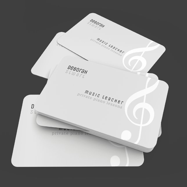 Tarjeta De Visita Clases privadas profesor de música gris pálido (Subido por el creador)