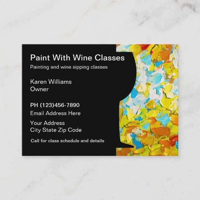 Tarjeta De Visita Clases que sorben de la pintura y del vino (Anverso)