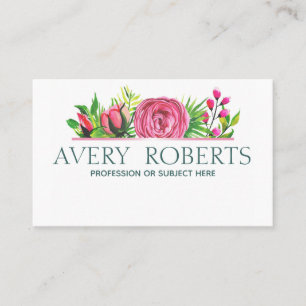 Tarjeta De Visita Clásica acuarela floral moderna