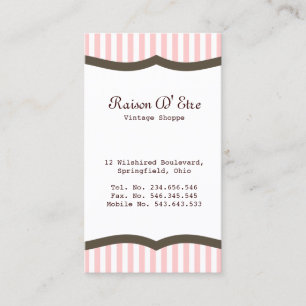 Tarjeta de visita clásica de la raya rosada