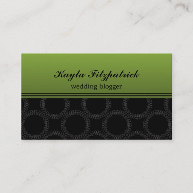 Tarjeta de visita Clásica Elegante Circles, Lime (Anverso)