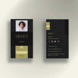 Tarjeta De Visita Clásica imagen profesional moderna de oro negro