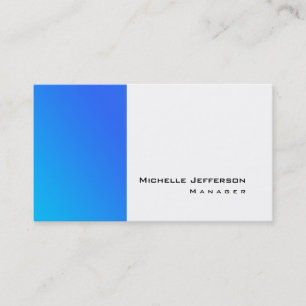 Tarjeta De Visita Clásica moderna blanca y azul de estilo único simp