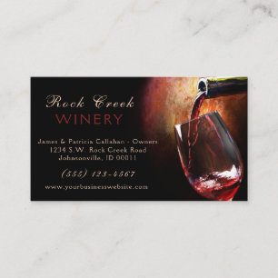Tarjeta De Visita Clásica Pouring Burgundy Red Wine Winery
