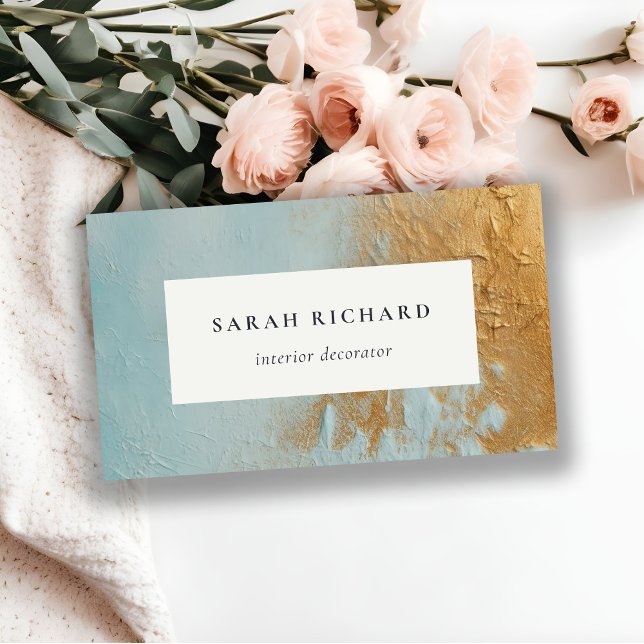 Tarjeta De Visita Clásica Textura de pintura de aceite de oro azul d (Subido por el creador)