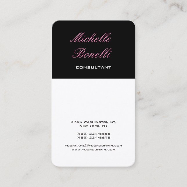 Tarjeta De Visita Clásica vertical Feminine Stylish Trendy (Anverso)