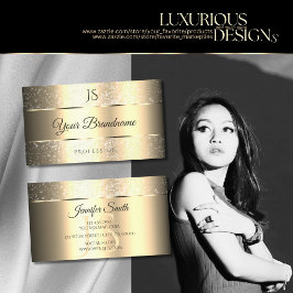 Tarjeta De Visita Clásicas estrellas Purpurinas doradas e iniciales