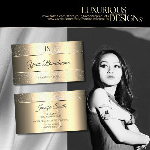 Tarjeta De Visita Clásicas estrellas Purpurinas doradas e iniciales