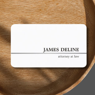 Tarjeta De Visita Clásico Abogado elegante de línea de plata falsa