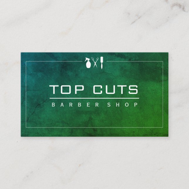 Tarjeta De Visita Clásico Barber Shop Sleek Green Purple (Anverso)