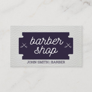Tarjeta De Visita Clásico Barbería Corte de cuero Barbero