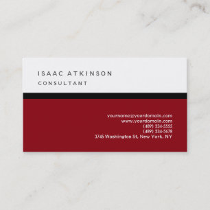 Tarjeta De Visita Clásico Blanco Rojo Oscuro Elegante Profesional