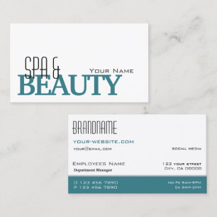 Tarjeta De Visita Clásico blanco Verde azulado de estilo simple y pr