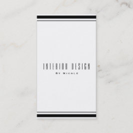 Tarjeta De Visita Clásico Blanco y Negro Elegante Chic Minimalista M