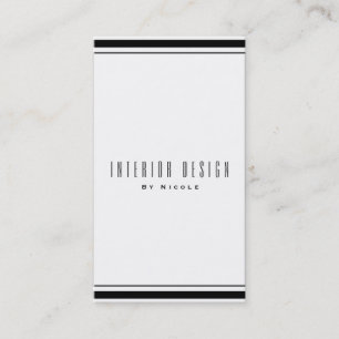 Tarjeta De Visita Clásico Blanco y Negro Elegante Chic Minimalista M