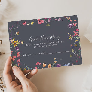 Tarjeta De Visita Clásico Blue Wild Floral adivina cuántas cartas de