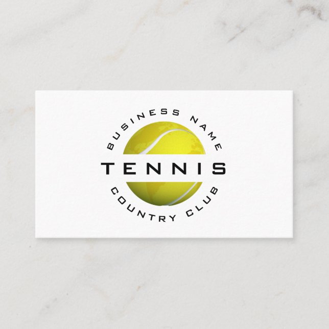Tarjeta De Visita Clásico Club de Tenis Moderno Logo Mundial Social (Anverso)