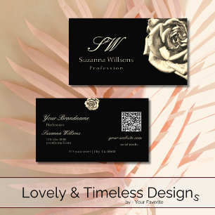 Tarjeta De Visita Clásico código QR de iniciales rosa beige negro li