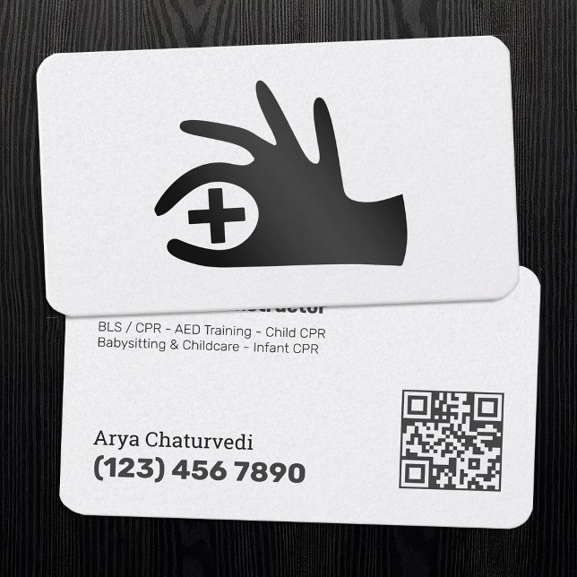 Tarjeta De Visita Clásico CPR - Instructor AHA QR (CPR - AHA Instructor QR Business Cards)
