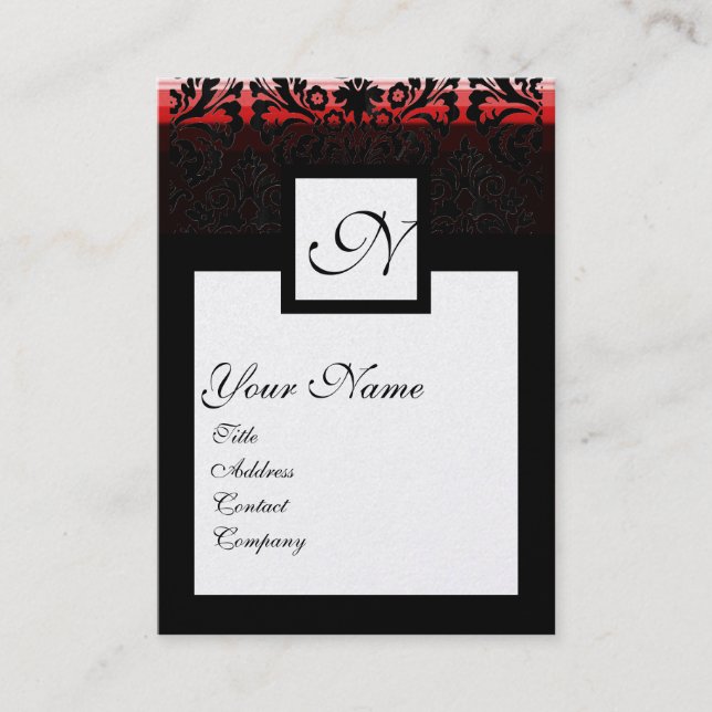 Tarjeta De Visita CLÁSICO DAMASK SQUARE MONOGRAM metal dorado negro (Anverso)