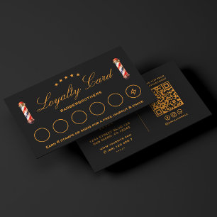 Tarjeta De Visita Clásico de Barbería Lealtad Negro Naranja