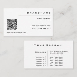 Tarjeta De Visita Clásico de código QR Personalizado blanco profesio