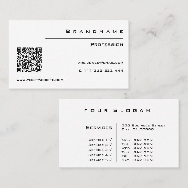 Tarjeta De Visita Clásico de código QR Personalizado blanco profesio (Anverso / Reverso)