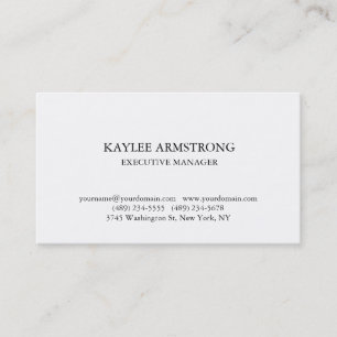 Tarjeta De Visita Clásico de estilo sencillo profesional blanco senc