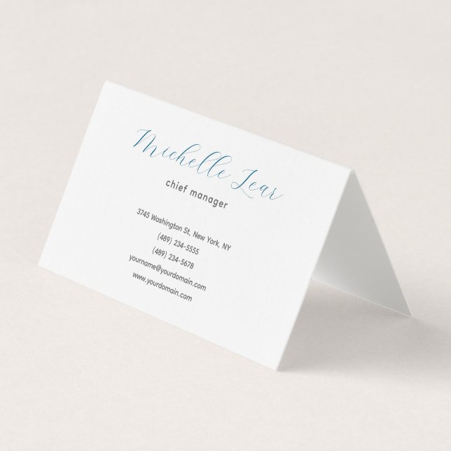 Tarjeta De Visita Clásico de Lino Premium de Lujo Azul y Llanto Blan (Anverso)