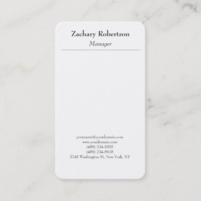 Tarjeta De Visita Clásico de moda simple minimalista (Anverso)