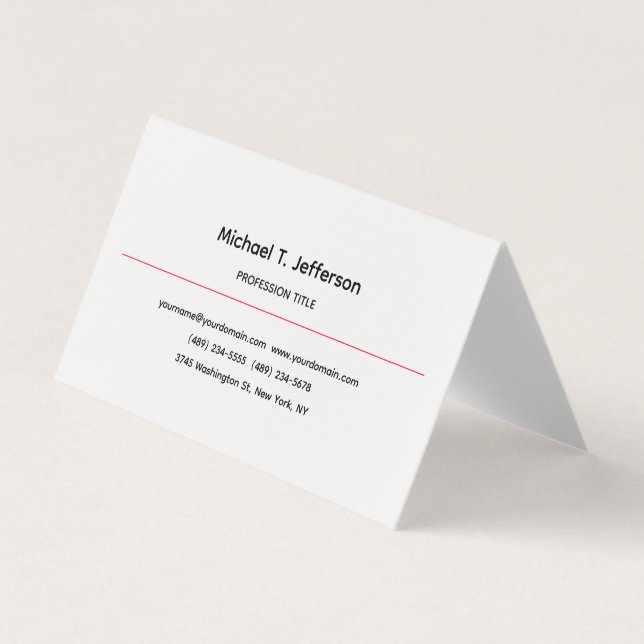 Tarjeta De Visita Clásico Elegante Llanura Simple Blanco (Anverso)
