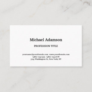 Tarjeta De Visita Clásico Elegante Llanura simple Blanco