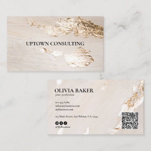 Tarjeta De Visita Clásico Elegante Moderno Código QR con Lámina de O