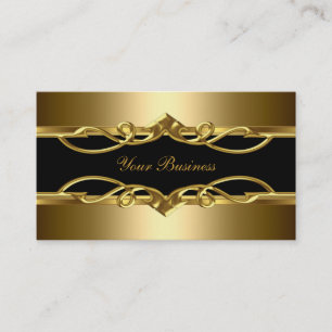 Tarjeta De Visita Clásico Elegante Ornamentado Dorado Sobre Negro Do